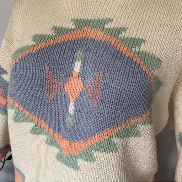 v i n t a g e :: Chunky Aztec Oversized Abstract Retro Knit Sweater - Picture 10 of 14
